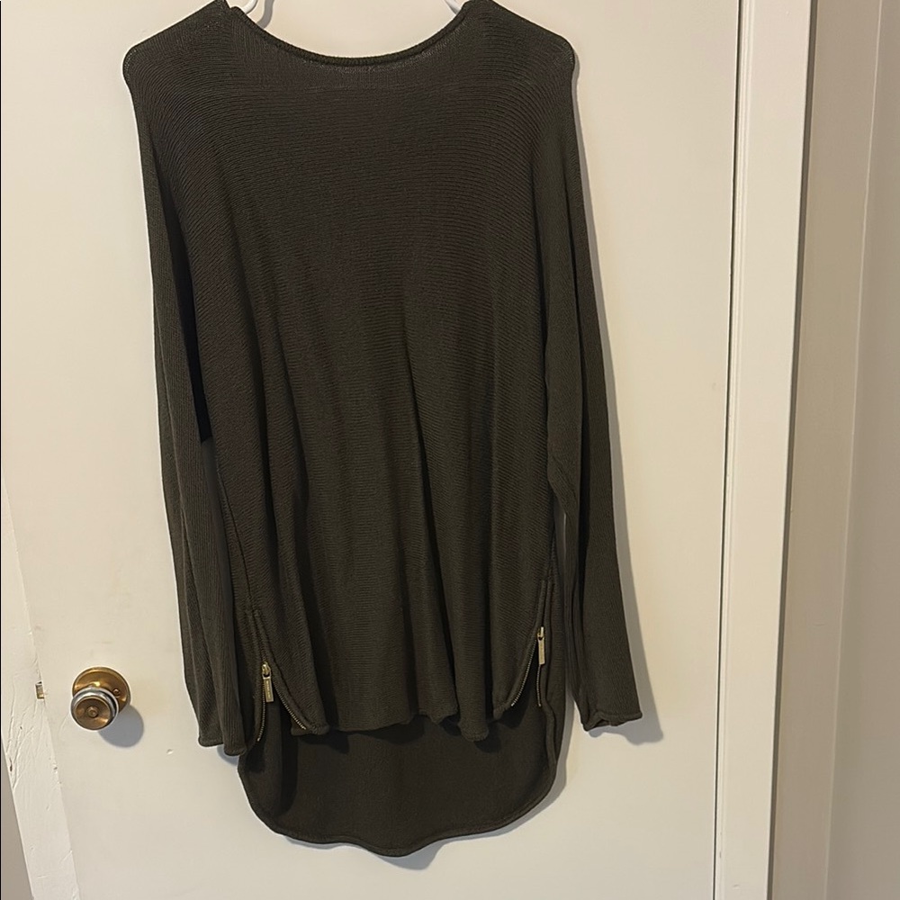 Michael Kors Olive Green Long Sleeve Top